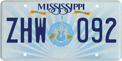 MS license plate ZHW092