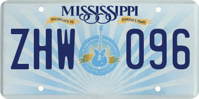MS license plate ZHW096
