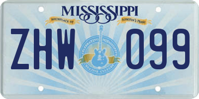 MS license plate ZHW099