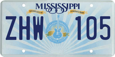 MS license plate ZHW105