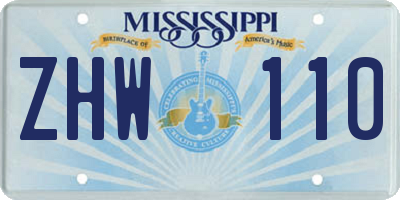 MS license plate ZHW110