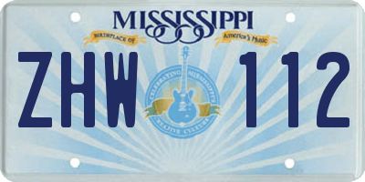 MS license plate ZHW112