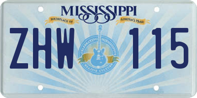 MS license plate ZHW115