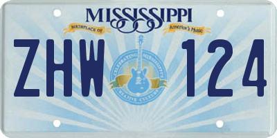 MS license plate ZHW124