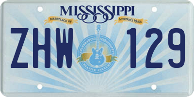 MS license plate ZHW129