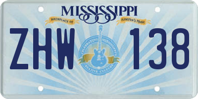 MS license plate ZHW138