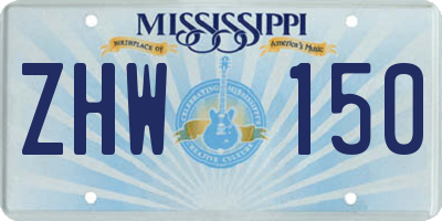 MS license plate ZHW150