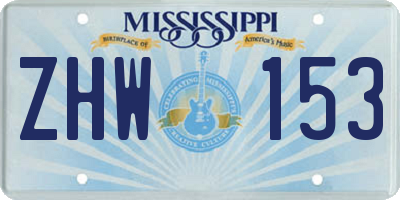 MS license plate ZHW153