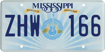 MS license plate ZHW166