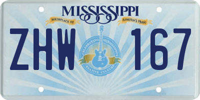 MS license plate ZHW167