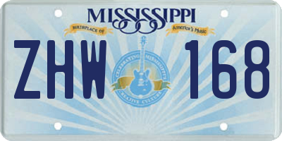MS license plate ZHW168