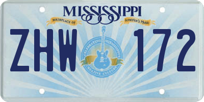 MS license plate ZHW172