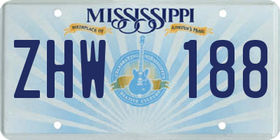 MS license plate ZHW188
