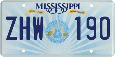 MS license plate ZHW190
