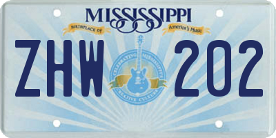 MS license plate ZHW202