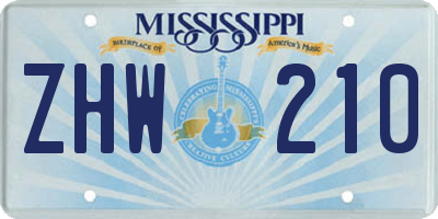 MS license plate ZHW210