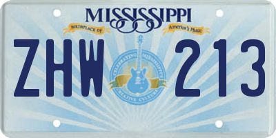MS license plate ZHW213