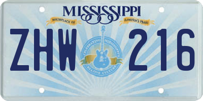 MS license plate ZHW216