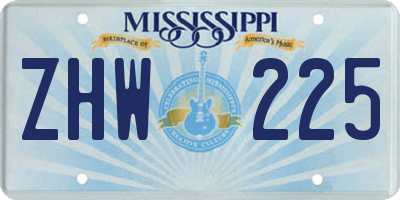 MS license plate ZHW225