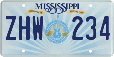 MS license plate ZHW234
