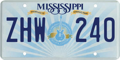 MS license plate ZHW240