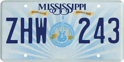 MS license plate ZHW243