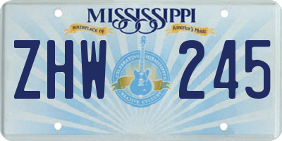 MS license plate ZHW245