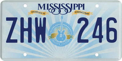 MS license plate ZHW246