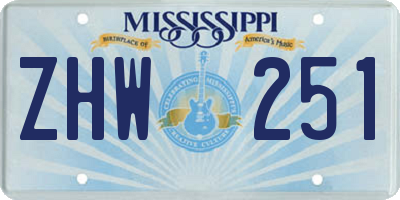 MS license plate ZHW251