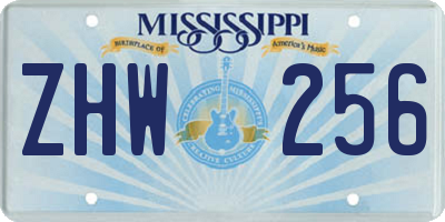 MS license plate ZHW256