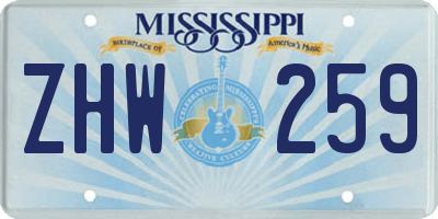 MS license plate ZHW259