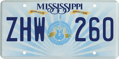 MS license plate ZHW260