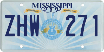 MS license plate ZHW271