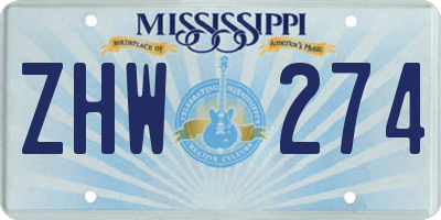 MS license plate ZHW274
