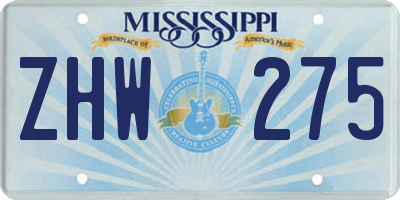 MS license plate ZHW275
