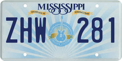 MS license plate ZHW281