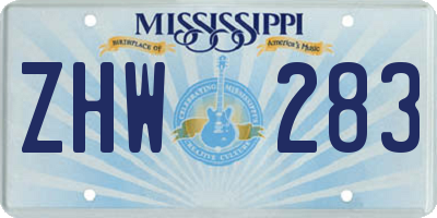 MS license plate ZHW283
