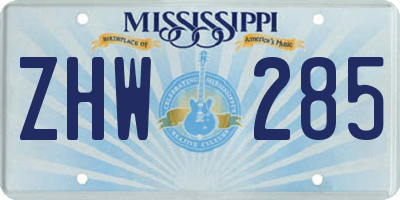 MS license plate ZHW285