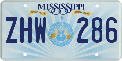 MS license plate ZHW286