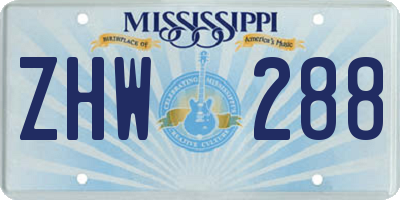 MS license plate ZHW288