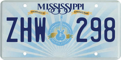 MS license plate ZHW298