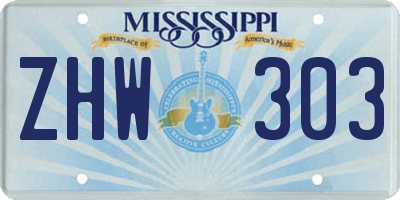 MS license plate ZHW303