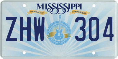 MS license plate ZHW304