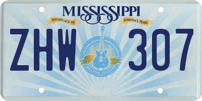 MS license plate ZHW307