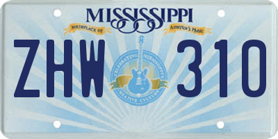 MS license plate ZHW310