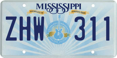 MS license plate ZHW311