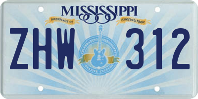 MS license plate ZHW312