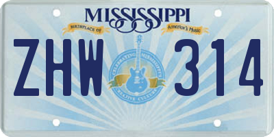 MS license plate ZHW314