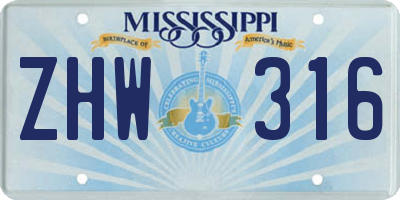 MS license plate ZHW316