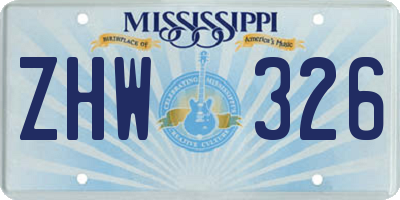 MS license plate ZHW326